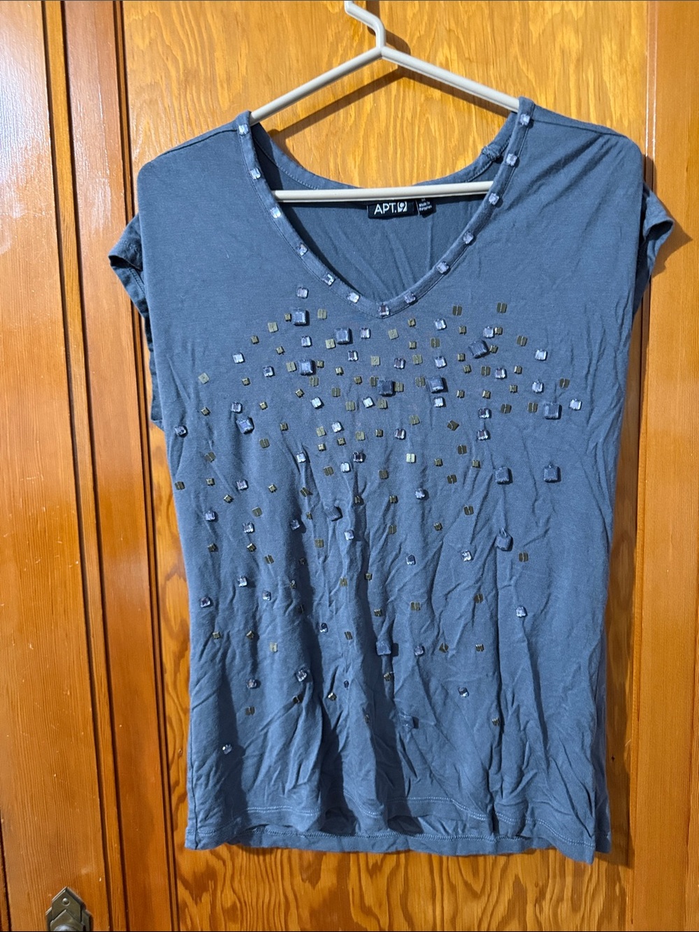 Apt. 9 Blue V-Neck Embellished Tank